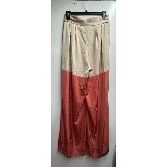 Kimberly Goldson NWT Liza Satin High-Waist Colorblock Wide-Leg Pant Women Size 6 - Picture 6 of 9
